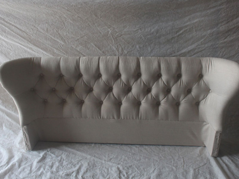 Italian Luxury Fabric Wooden Bed Headboard Bedroom King Size Furniture Hotel With Buckle Design