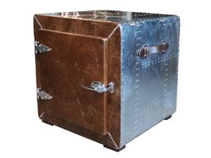 Aviator Back and Vintage Leather Cube Cabinet