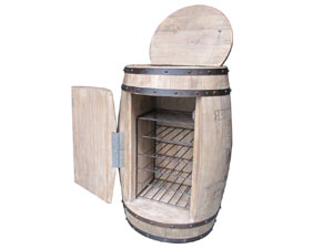 Reclaimed Vintage Oak Wood Barrel Cabinet