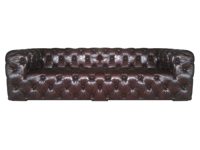 Hipster Riveted Metal Aviator Tufted Leather Sofa