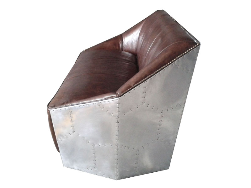 Riveted Aluminium Back Aviator Vintage Leather Sofa