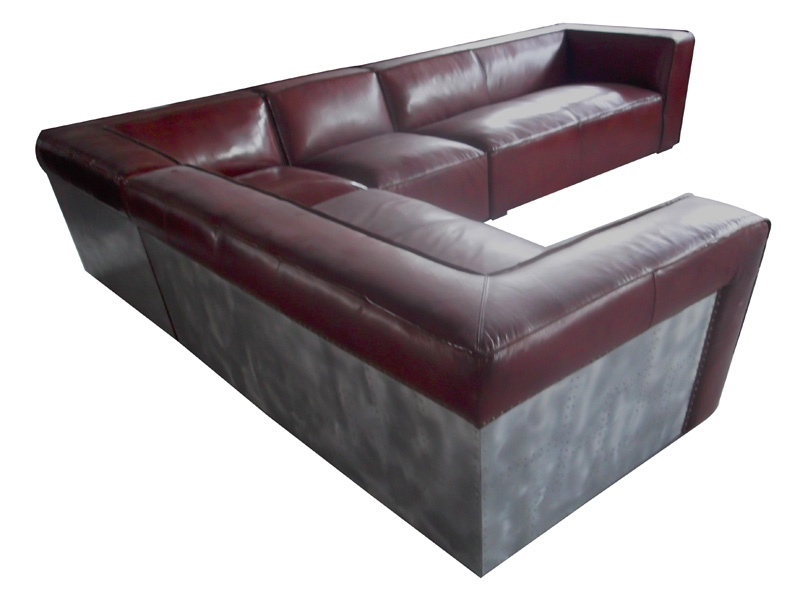 Vintage Leather Aviator Sectional Sofa