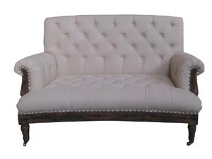 Architecture Back Tufted Roll Arm 2 Seater Fabric Sofa