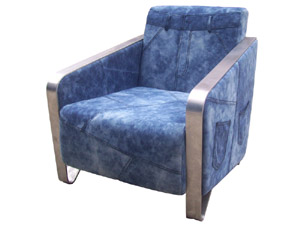 Blue Vintage Jean Fabric Armchair