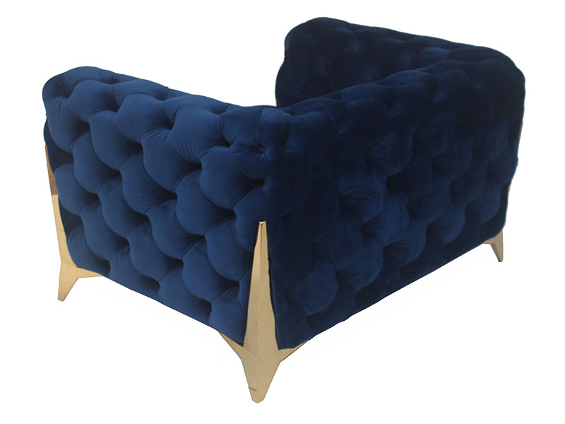 Blue Velvet Chesterfield Living Room Sofa with Golden Leg