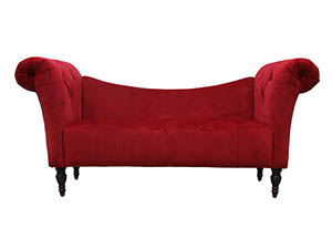 Luxury Buttoned Rolled Arm Red Velvet Sofa Bench