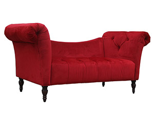 Luxury Buttoned Rolled Arm Red Velvet Sofa Bench