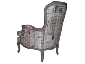 Newspaper Printed Fabric Armchair