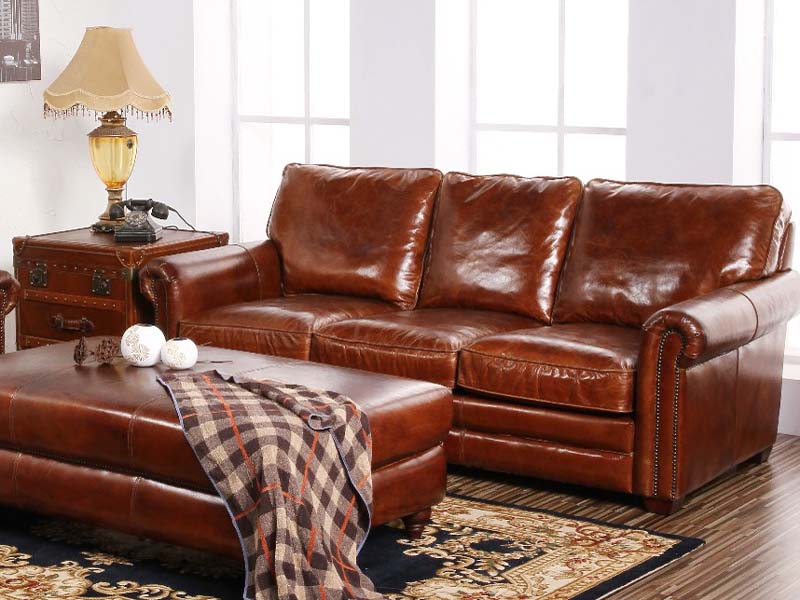 Antique Italian Leather 3S Sofa