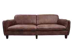 Antique Tan Leather Sofa with PU Leather Side