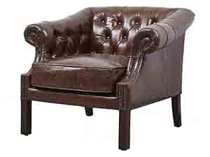 Buttoned Back and Rolled Arm Vintage Leather Sofa