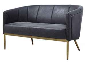 Golden Color Legs Black Vintage Leather Tub 2S Sofa