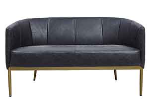 Golden Color Legs Black Vintage Leather Tub 2S Sofa