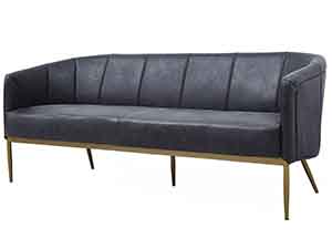 Golden Color Legs Black Vintage Leather Tub 3S Sofa