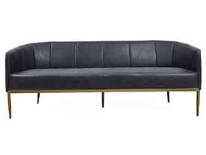 Golden Color Legs Black Vintage Leather Tub 3S Sofa