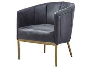 Golden Color Legs Black Vintage Leather Tub Chair Sofa