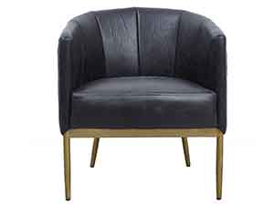 Golden Color Legs Black Vintage Leather Tub Chair Sofa