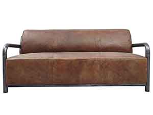 Iron Tube Antique Leather Sofa