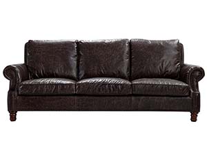 Roll Arm Black Antique Leather  Sofa Set