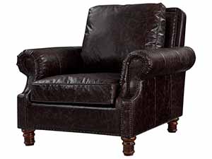 Roll Arm Black Antique Leather Armchair