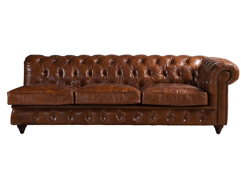 Vintage Leather Chesterfield Sectional Sofa Set