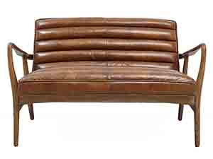 Solid Wood Arm Vintage Leather 2S Sofa