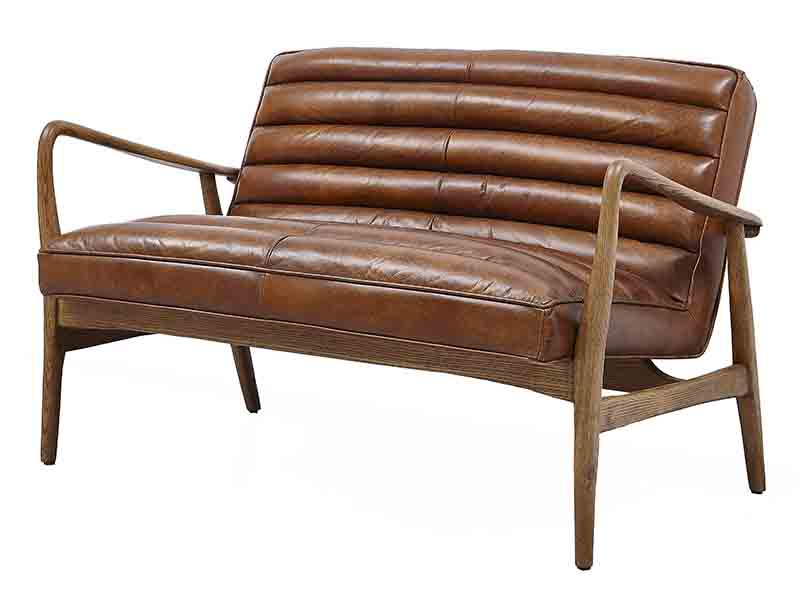 leather sofa with wood arms