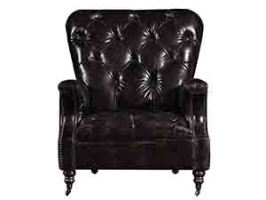 Tufted Back Black Vintage Leather Sofa Chair