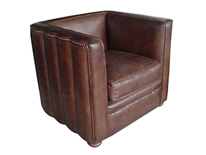 Retro Tan Leather Sofa