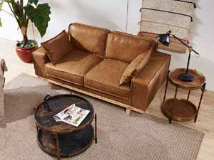 Vintage Tan Antique Leather Sofa