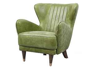 Mid-century Green Soft Leather Sofa 1S