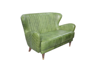 Green High Back Leather Sofa Chair Vintage Leather/Pu With Armrest