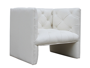 Modern Button Back White Genuine Leather Sofa