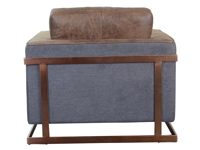 Luxury Genuine Leather  Single Sofa Chair with Metal Legs