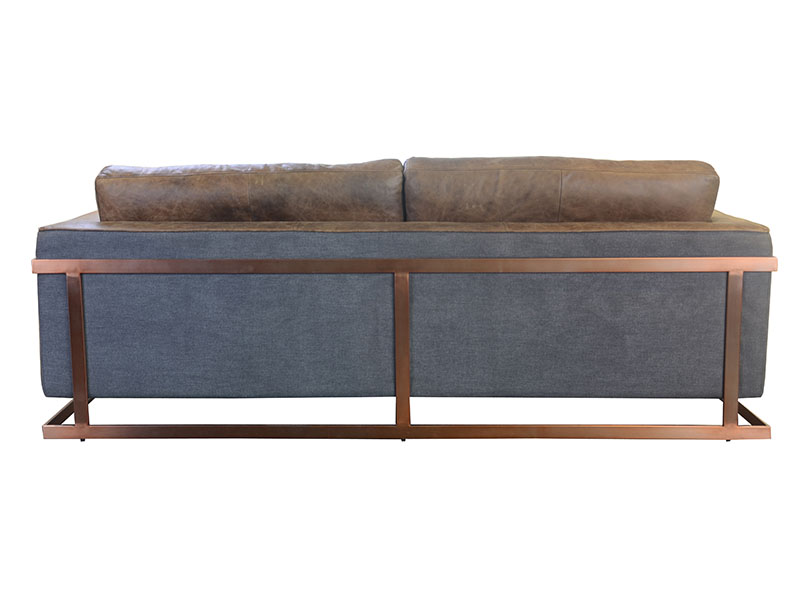 Copper Leg 3 Seater Top Grain Leather Industrial Sofa