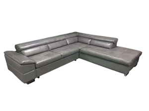 Grey  Sectional Pu/Genuine Leather Sofa Bed Design Modern With Soft Cushion Use In Living Room Lounge