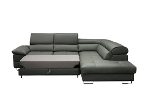 Grey  Sectional Pu/Genuine Leather Sofa Bed Design Modern With Soft Cushion Use In Living Room Lounge