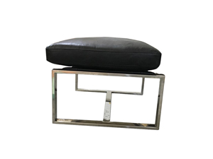 Black Stainless Steel Frame And Genuine Leather Ottoman Customized
