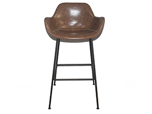Antique Leather Rustic Industrial Bar Stool Chair