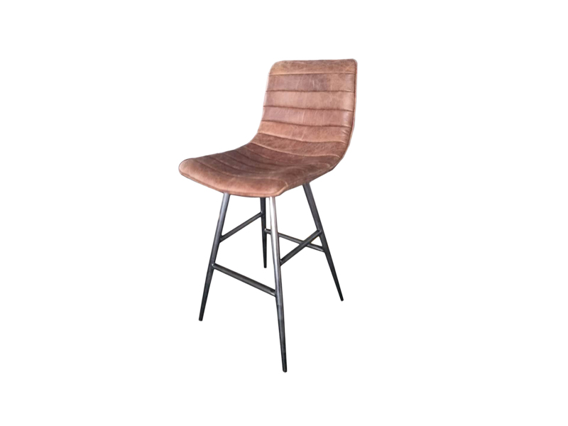 Barstools Metal Frame Bar Chairs With Vintage Brown Seat