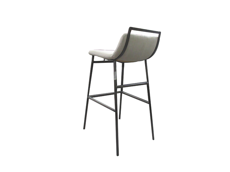 Simple Bar Chair With Leather Seat And Metal Legs 