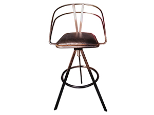 Retro Distressed Leather Bar Chair