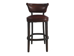 Vintage Genuine Leather Seat Wooden Bar Stool