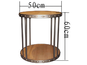 Industrial Style Rustic Metal Frame Round Side Table