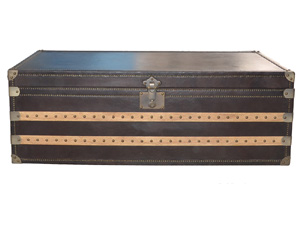 Vintage Leather Steamer Trunk Coffee Table