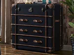 Black Canvas Trunks with Drawers