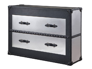 Crocodile Leather Mirror Stainless Steel Chest