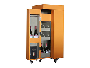 Luxury Vintage Leather Wine Cabinet with Wheels