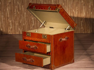 Leather Mayfair Steamer Trunk 2 Drawers