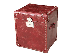 Retro Ox Red Leather Little Trunk